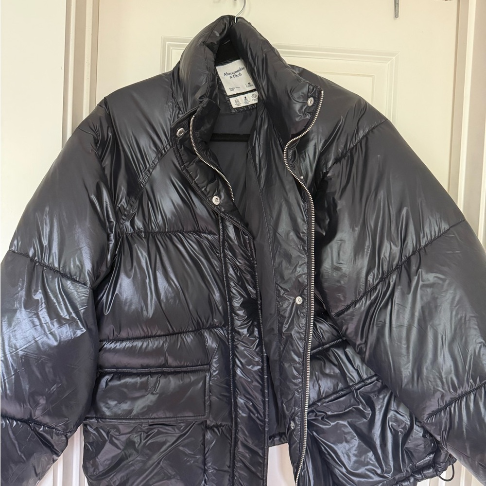 Abercrombie & Fitch Shiny Black Puffer Jacket